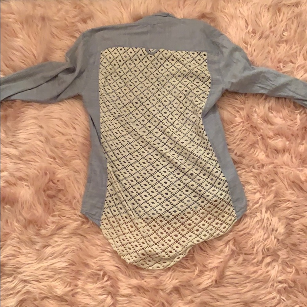 Free People denim button down with crochet back - Picture 4 of 4